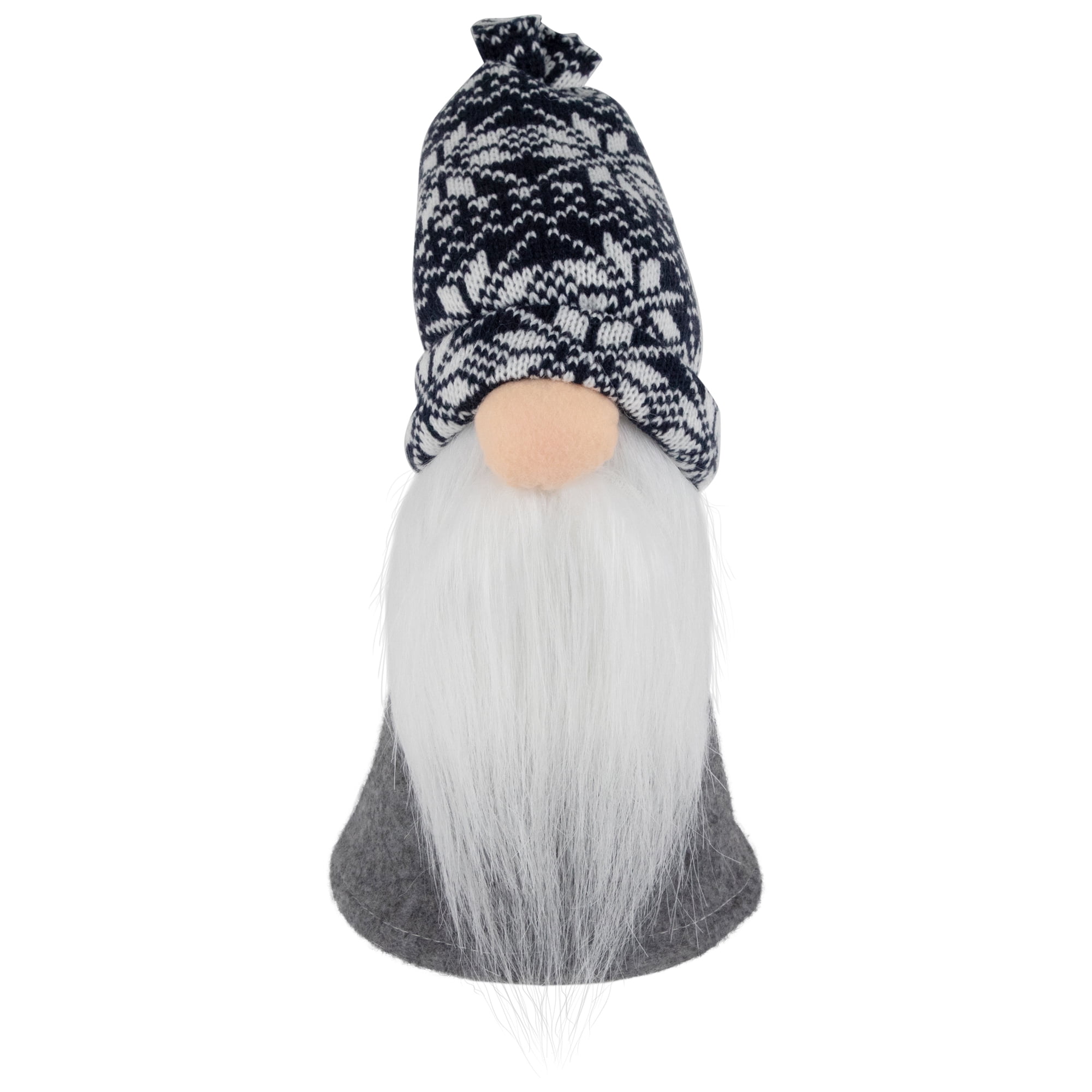 10" Plush Big Nose Gnome in Blue Checkered Hat and Gray Bottom
