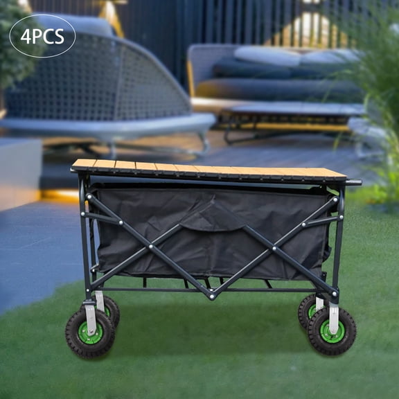 10" Pneumatic Caster Set of 4-2 Swivel/2 Rigid - Black Rubber Wheel- 125kg/ 275.58lbs. Capacity