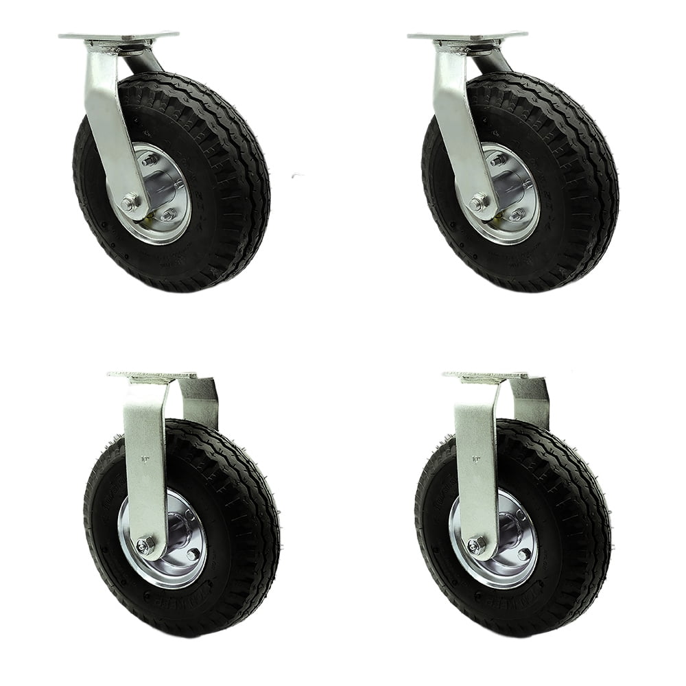 10" Pneumatic Caster Set of 4 2 Swivel with BoltOn Swivel Lock/2