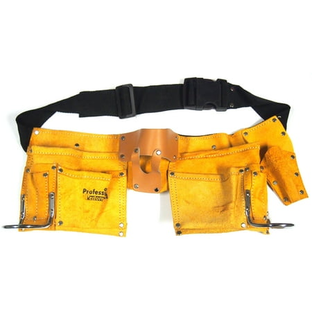 10 Pocket Leather Tool Belt Carpenter Construction 19"