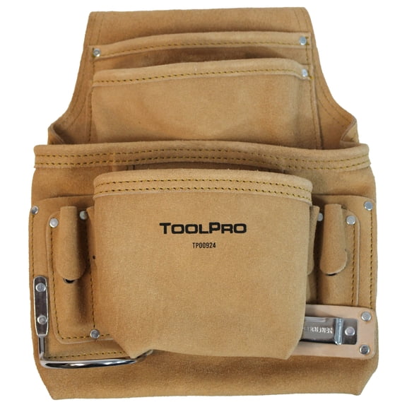 ToolPro 10 Pocket Suede Leather Nail and Tool Pouch
