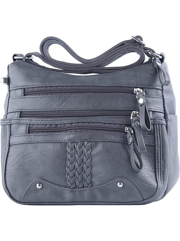 10 Pockets Crossbody Purse for Women Medium Pocketbooks Ladies Soft PU Leather Shoulder Bag Ladies Top Handle Satchel