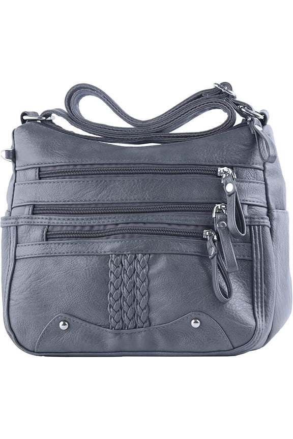 10 Pockets Crossbody Purse for Women Medium Pocketbooks Ladies Soft PU Leather Shoulder Bag Ladies Top Handle Satchel