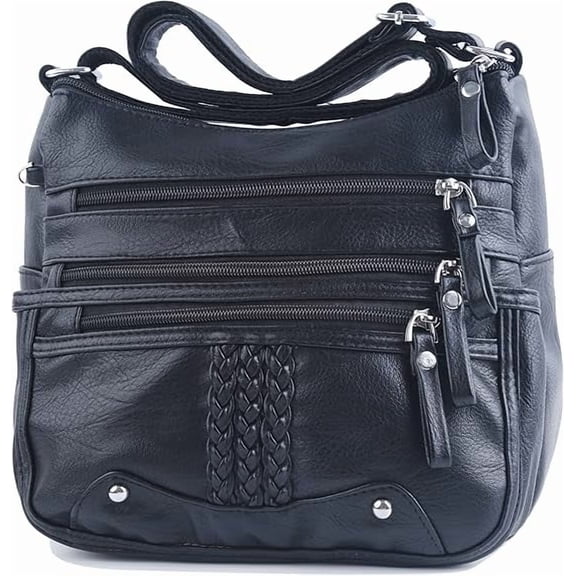 10 Pockets Crossbody Purse for Women Medium Pocketbooks Ladies Soft PU Leather Shoulder Bag Ladies Top Handle Satchel