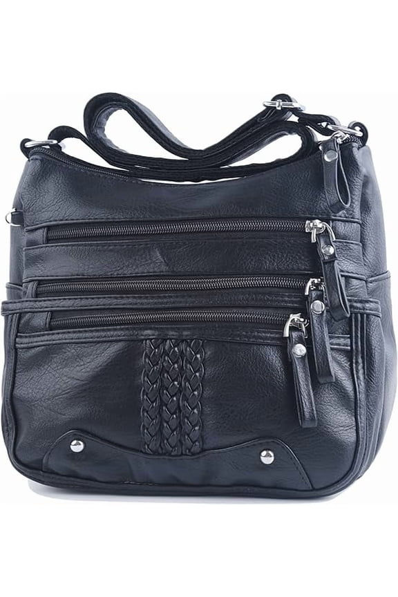 10 Pockets Crossbody Purse for Women Medium Pocketbooks Ladies Soft PU Leather Shoulder Bag Ladies Top Handle Satchel