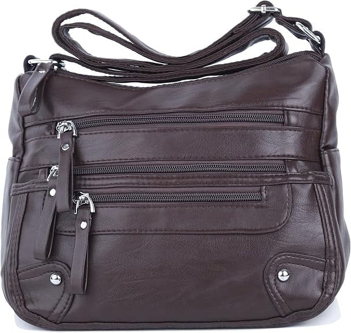 10 Pockets Crossbody Purses for Women Medium Pocketbooks Lightweight Ladies Satchel Bag Multi Pocket Shoulder Handbag