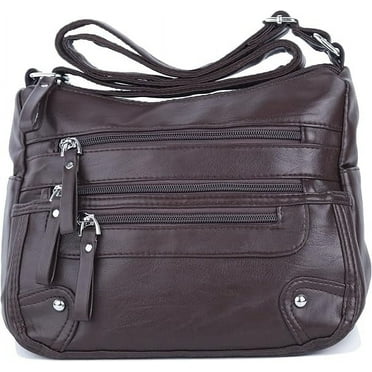 10 Pockets Crossbody Purses for Women Medium Pocketbooks Lightweight Ladies Satchel Bag Multi Pocket Shoulder Handbag