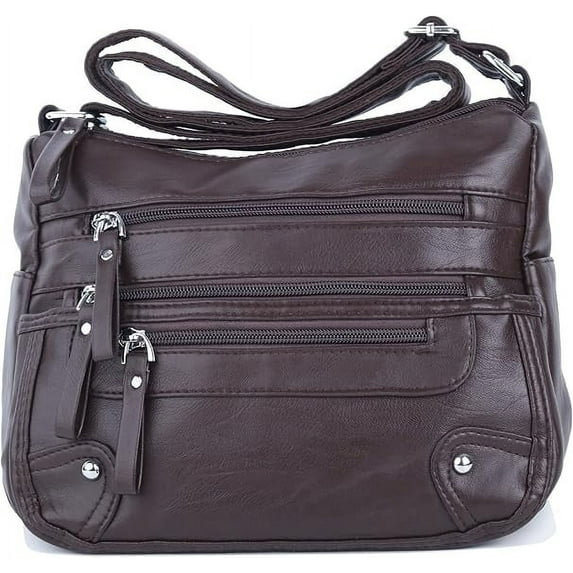 10 Pockets Crossbody Purses for Women Medium Pocketbooks Lightweight Ladies Satchel Bag Multi Pocket Shoulder Handbag