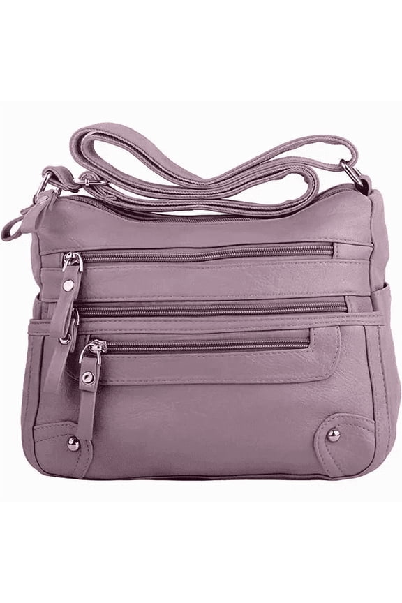 10 Pockets Crossbody Purses for Women Medium Pocketbooks Lightweight Ladies Satchel Bag Multi Pocket Shoulder Handbag