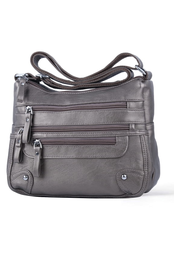 10 Pockets Crossbody Purses for Women Medium Pocketbooks Lightweight Ladies Satchel Bag Multi Pocket Shoulder Handbag