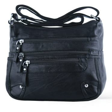 10 Pockets Crossbody Purses for Women Medium Pocketbooks Lightweight Ladies Satchel Bag Multi Pocket Shoulder Handbag