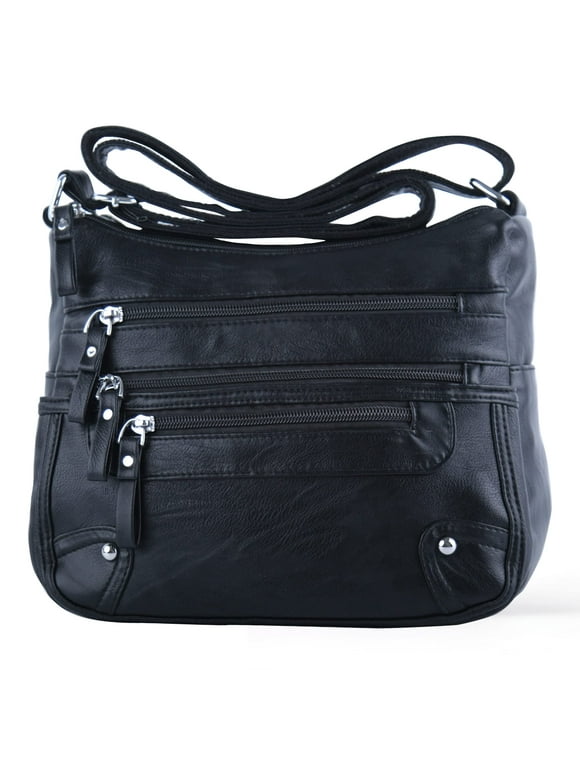 10 Pockets Crossbody Purses for Women Medium Pocketbooks Lightweight Ladies Satchel Bag Multi Pocket Shoulder Handbag