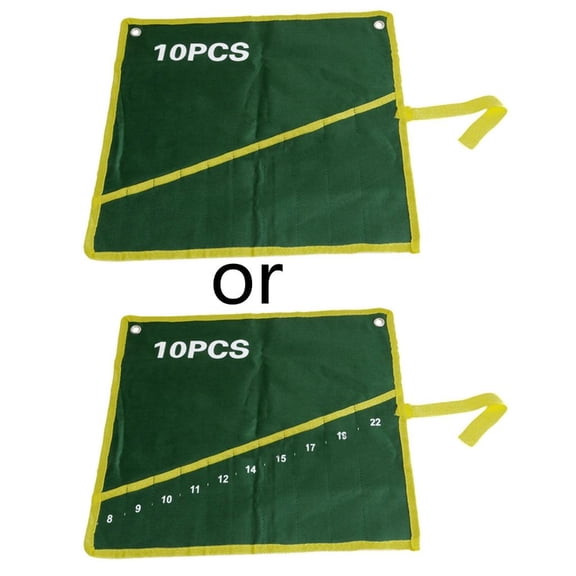 MOMOJIA 10 Pockets Durable Canvas Spanner Wrench Tool Roll Up Storage Bag