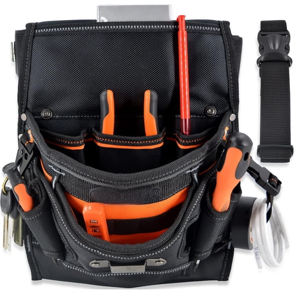 10-Pockets Electrician Tool Pouch with Belt Clip, Electricians Tool Pouches Bag, Tool Pouches, Electricians Tool Belt,Electrician Tool Belt