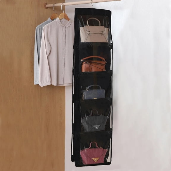 10 Pockets Hanging Purse Handbag Organizer Clear Hanging Shelf Bag Collection Storage Holder Bag Wardrobe Closet Space Saving