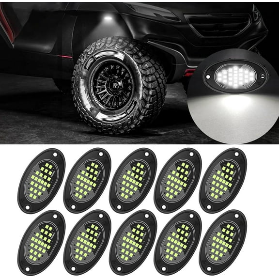 10 Pods Rock Lights Pure LED Lights for Car SUV Ambient Underglow Lights Waterproof Neon Trail Rig Lamp Lighting for Truck