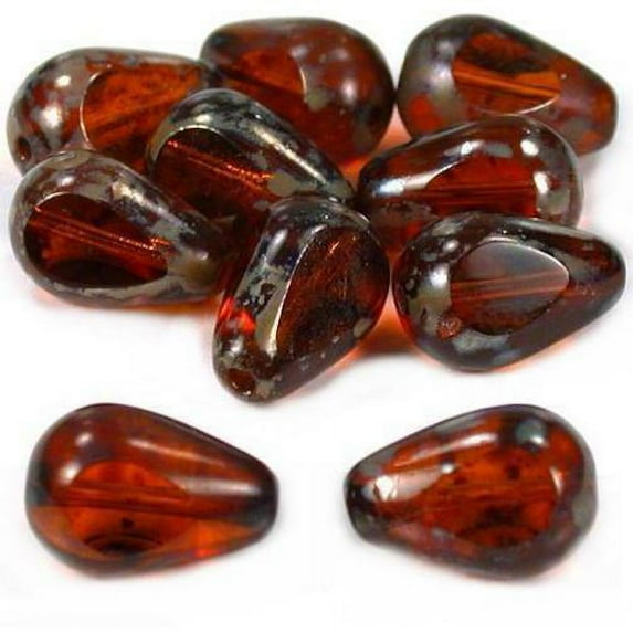 10 Polished Topaz Beads Teardrop Beading Stringing 12mm
