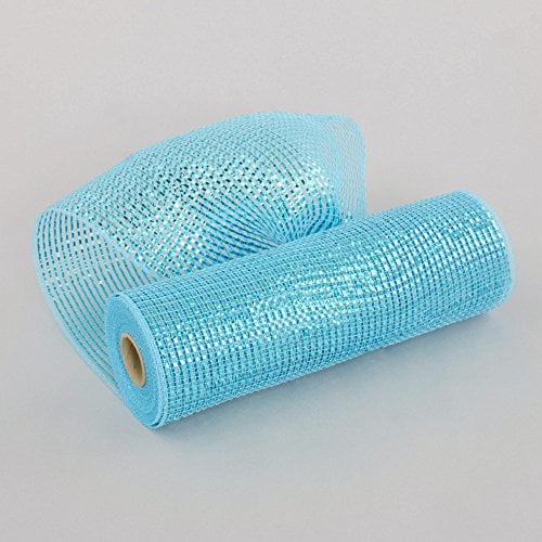 10" Poly Mesh Rolls Deluxe Wide Foil Turquoise Blue Solid 10 Inches Wide by 10 Yards Long Poly Mesh Makes Creating Bows, Wreaths, Garland/Gift Wrap Easy