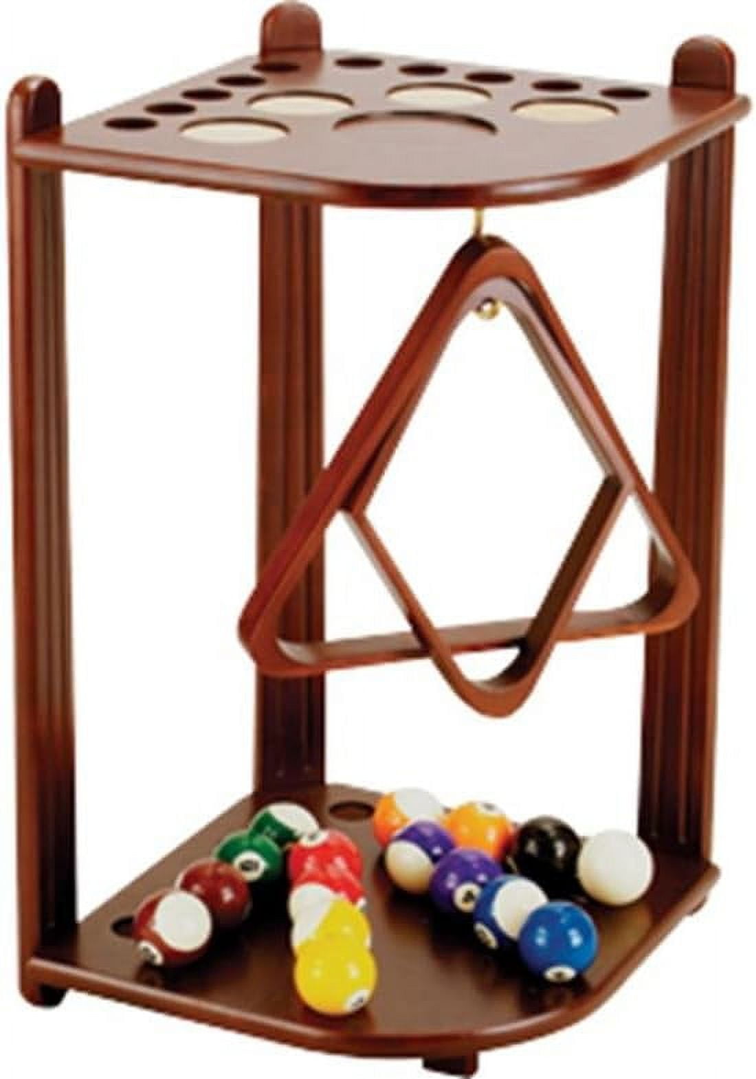 10 Pool Cue Stained Wood Floor Rack
