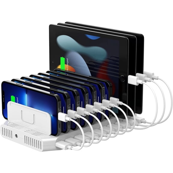 10-Port Charging Station, USB Charger Organizer for Multiple Device