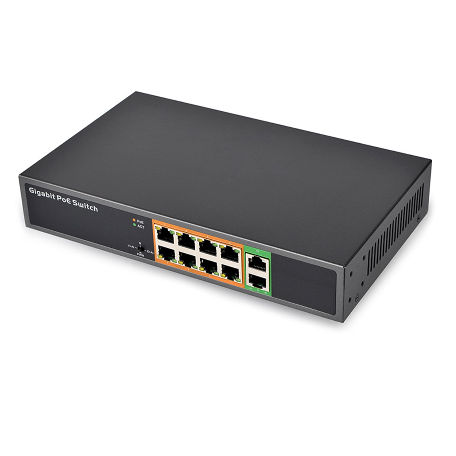 10 Port Gigabit Power Ethernet Switcher with 8 1000Mbps Unmanaged Networking Switcher for Home Networking