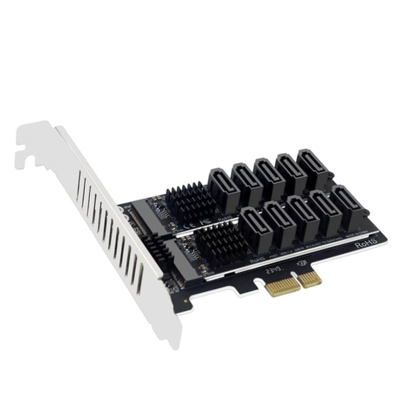 10 Port PCIe Adapter Card Rapid 6Gbps Transmission Space Saving Design For PC Builds