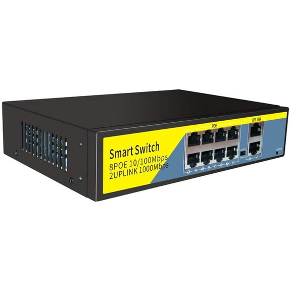 10-Port PoE Switch Gigabit Ethernet 2 Port Uplink 802.3AT/AF 120W Cat5 Unmanaged Metal Smart Desktop Network Power Over Ethernet Injector