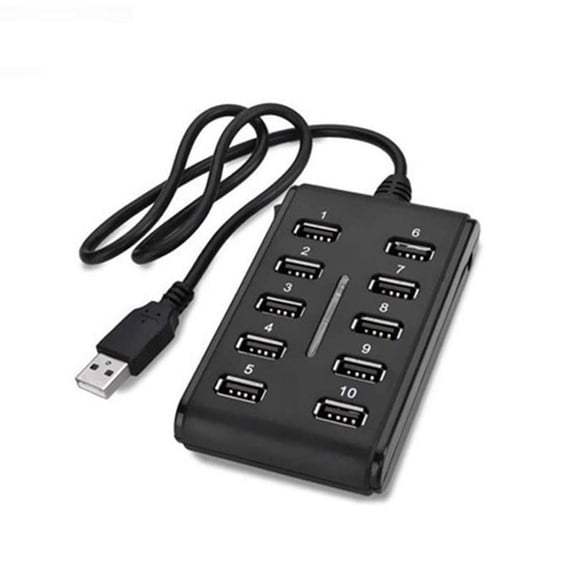 10 Port Powered USB HUB 2.0 High Speed USB Splitter Extension For PC L4X4