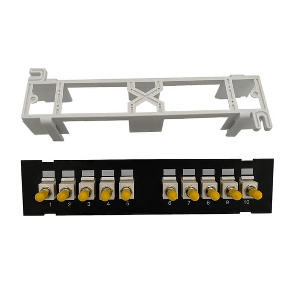 10Port ST Optical Fiber Patch Panel RJ45 10G Ready Plastic Housing Color-Coded Labeling for T568A and T568B Wiring,Black