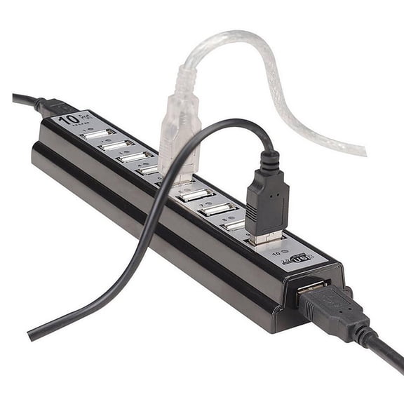 10 Port USB 2.0 Hub with Power Adapter, Usupdd Hi-Speed USB Hub for PC Laptop, 480 Mbps Data Transfer Plug and Play Multi Port Expander for Scanners Printers Cameras