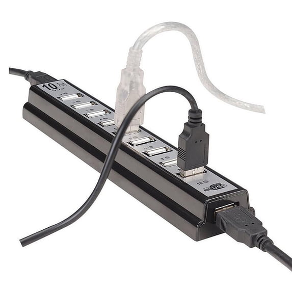 10 Port USB 2.0 Powered Hub with Power Adapter, 10 Port USB ...
