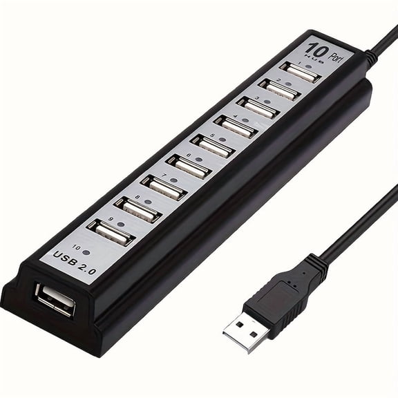 10-Port USB Hub Compatible for MacBook/PC/Laptop - High-Speed Charging & Data Transfer USB- Hub with 10-Device, Plug-and-Play Network Adapter (Compatible with USB Devices)