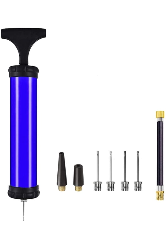 10" Portable Hand Air Ball Pump Inflator Kit with Needle, Nozzle, Extension Hose for Soccer Basketball Football Volleyball Water Polo Rugby Exercise Sports Ball Balloon Swim Inflatables