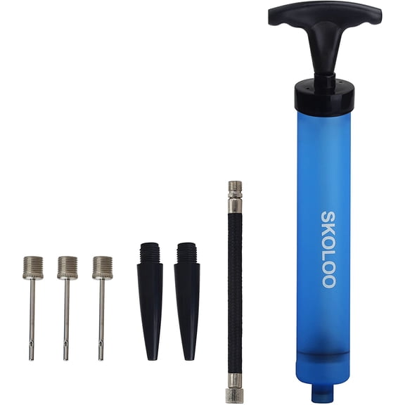 10" Portable Hand Air Ball Pump Inflator Kit with Needle, Nozzle, Extension Hose for Soccer Basketball Football Volleyball Water Polo Rugby Exercise Sports Ball Balloon Swim Inflatables