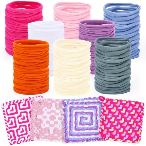 10’’ Potholder Weaving Loom Kit Refill Loops, DIY Crafts Supplies for Kids & Beginners, 224 Colorful Loops to Make 4 Large Pot Holders