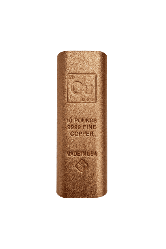 10 Pound Copper Element Bar .9999 Fine (Rounded Edges)