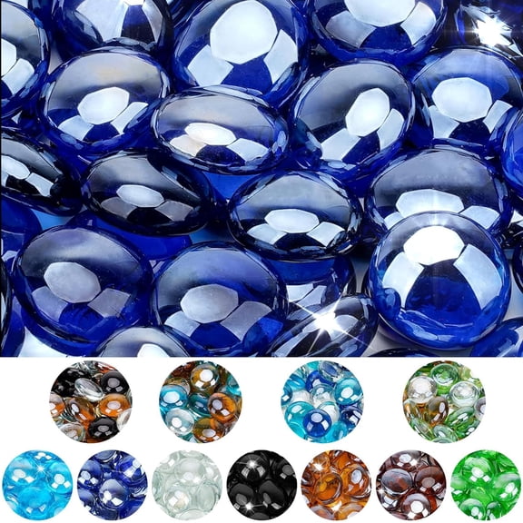 10 Pound Fire Glass Beads, 1/2" Reflective Round Fire Glass Drops for Propane & Natural Gas Fire Pits, Smokeless Fireplace Glass Rock for Outdoor Patio & Landscape, Royal Cobalt Blue