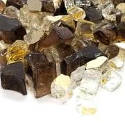 10 Pounds Amber & Gold Premium Reflective Blended Fire Glass, Tempered For Fire Pit & Fireplace 1/2 Inch Golden Ember