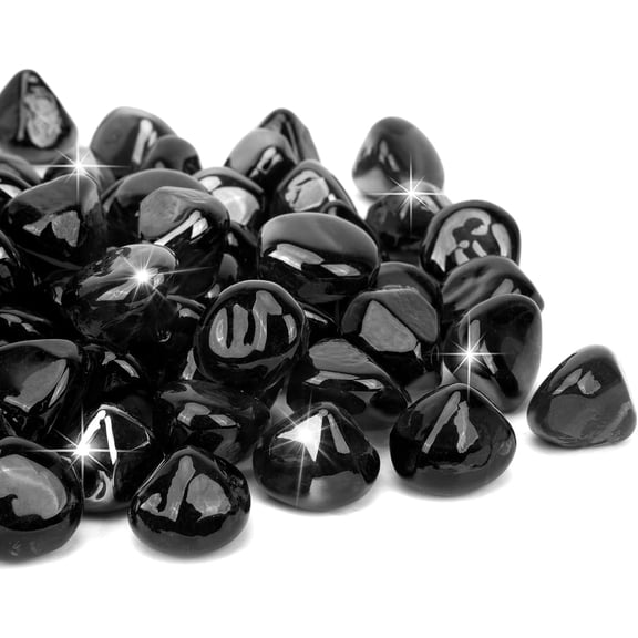 10 Pounds Diamond Fire Glass, 1 inch High Luster Reflective Fire Pit Glass Rocks for Propane & Natural Gas Fire Pits Fireplace & Lanscape, Onyx Black