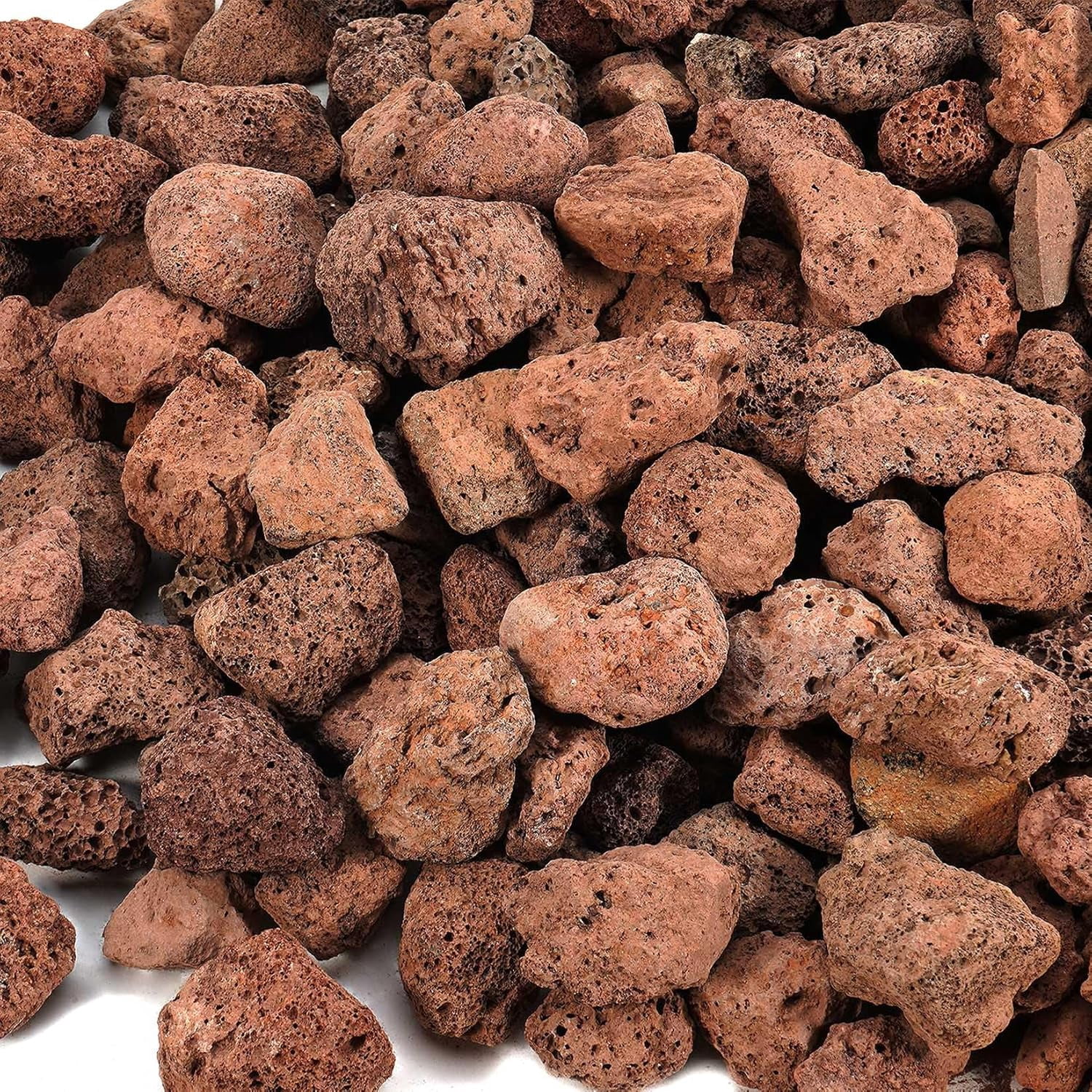 Red Rocks Indoor 10 Pounds Red Lava Rocks for Fire Pits, Fireplaces, Perfect for Gas Log ...
