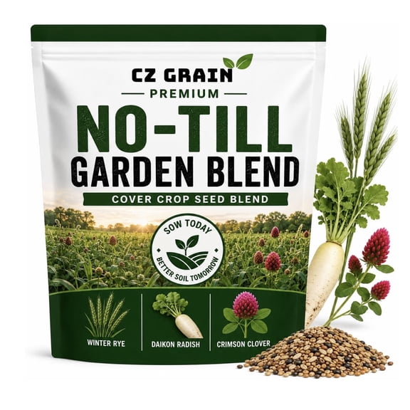 10 Pounds Throw and Grow No-Till Garden Cover Crop Seed Blend for Planting, Winter Rye, Daikon Radish & Crimson Clover Mix for Raised Beds, Vegetable Gardens & Soil Improvement