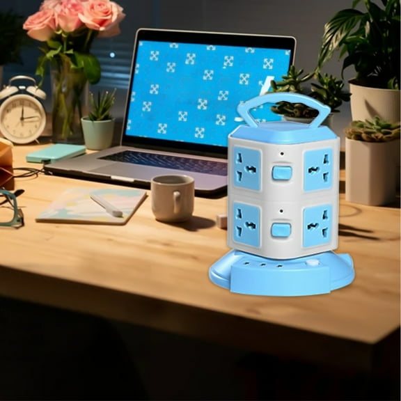 Power Strip Surge Protector Tower 3 USB Ports & 20 Universal Sockets 6.6' Extension Cord Safe Universal Charging Station for Multiple Devices Smart Socket|Abs Blue Yulucky