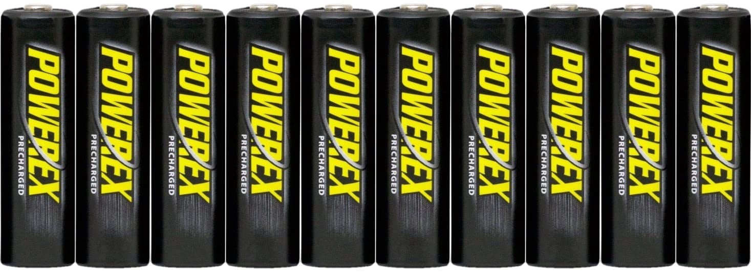 10 PowerEx AA NiMH 2600mAh Rechargeable Batteries with Free Cases