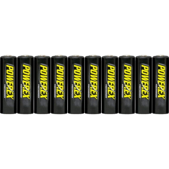 10 PowerEx AA NiMH 2600mAh Rechargeable Batteries with Free Cases