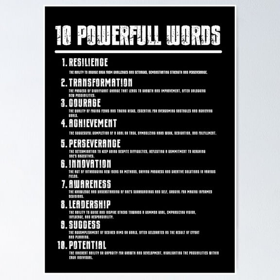 10 Powerfull Words Poster- Unframed Poster | Wall Art | Perfect For Home Decor & Gifts, 8x12