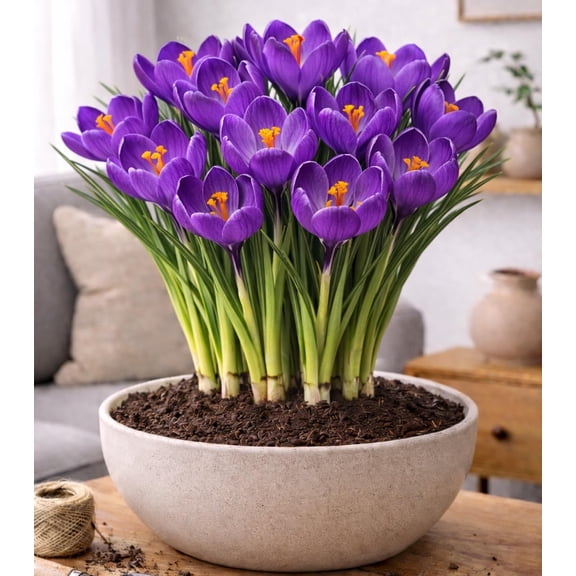 10 Pre-Chilled Purple Flower Record Crocus Bulbs for Forcing Indoors Holiday Gift Easy Flowers in Pots or Planters Bloom Indoors or Plant Outdoors Hostess, Teacher or Office Gift (10 Bulbs)