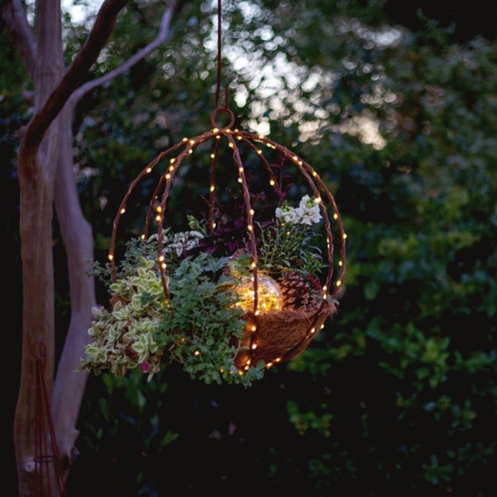 10" PreLit Artificial Christmas Hanging Basket, Christmas Wreath