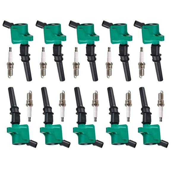 10 Professional Ignition Coils and 10 Platinum Spark Plug Compatible with Ford Excursion F-150 FD503 Fits select: 1998-2003 FORD F150, 2002-2004 FORD EXPEDITION EDDIE BAUER