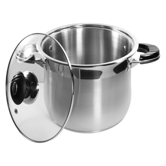 10 Qt Stock Pot 18/10 Stainless Steel Super Double Capsulated Bottom w/Glass Lid