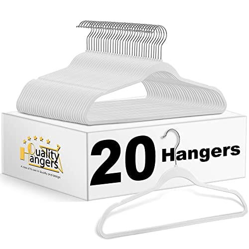 20 Pack Premium Velvet Hangers, Non-Slip Thin Flocked Felt Hangers